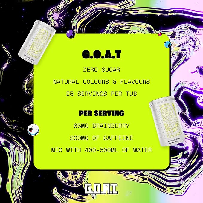 SNEAK Energy Drink Powder | G.O.A.T Cherry Apple with Brainberry | No Sugar. No Nasties. Just Natural Caffeine Focus-Boosting Nootropics | 25 Servings