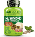 NATURELO Mushroom Supplement Capsules 90 Ct Brain &amp Immune Support Vegan-Friendly Lions Mane Supplement Capsules Lion’s Mane Reishi Turkey Tail Blend