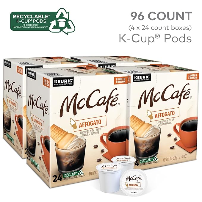 McCafe Affogato Single Serve Keurig K-Cup Pods Flavored Coffee Limited Edition 96-Count Box (4 Packs of 24)