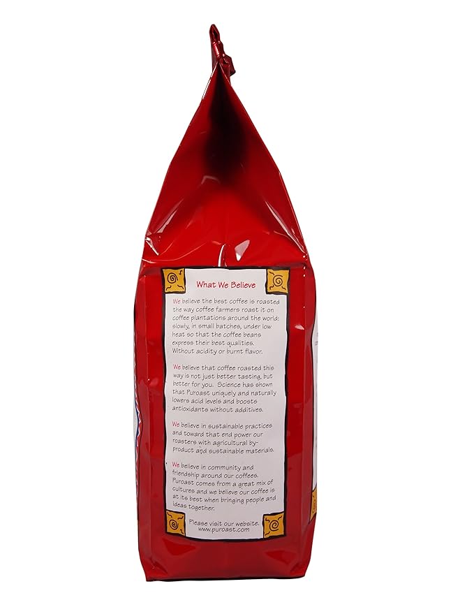 Puroast Low Acid Coffee Flavored Coffee | Mocha Java Ground | Medium Roast | High Antioxidants &amp High pH |No Bitter Aftertaste | Reduced Heartburn &amp GERD | Suitable for Cold Brew - 2.2 LB