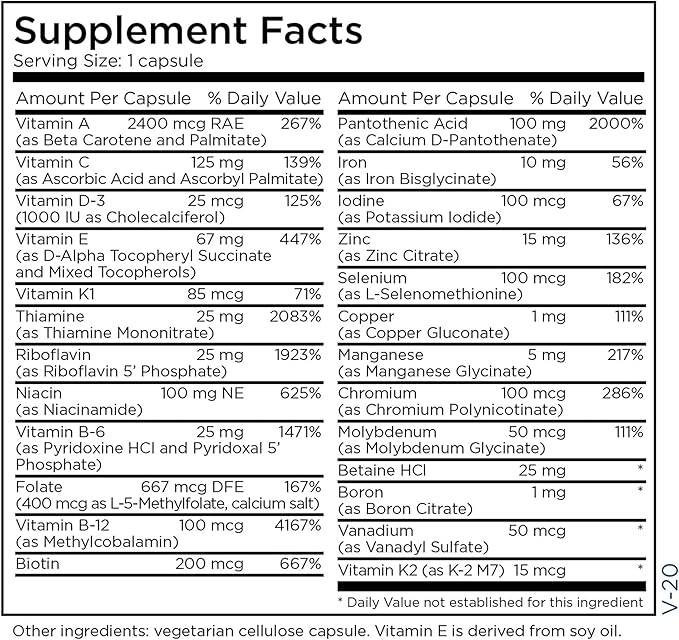 Metabolic Maintenance The Big One Multivitamin with Iron - Multivitamin for Women and Men with Vitamin A C E Minerals Methylated B Complex Multi Vitamin - 90 Capsules