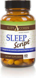 Suzy Cohen Sleep Script with Melatonin - Botanical Sleep and Relaxation Formula for Adults for Mood Stress and Sleep Contains 5-HTP L-theanine Passionflower Lemon Balm and GABA 60 Capsules.