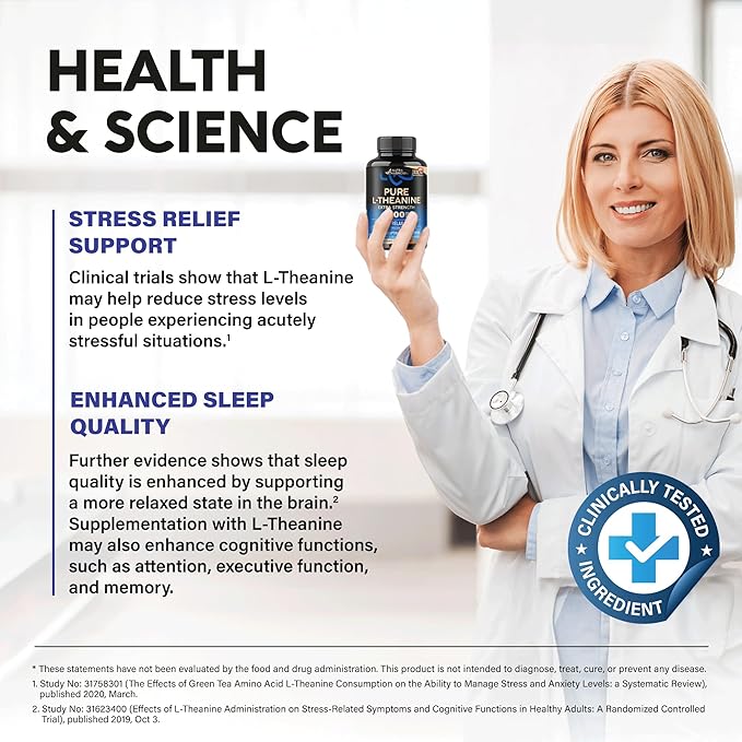 L Theanine 400 mg | L-Theanine Stress Relief | Extra Strength Supplement | Made in USA | Relaxation Sleep &amp Calm Support | For Men &amp Women | Plant Based Non-GMO &amp Gluten-Free | 240 Vegan