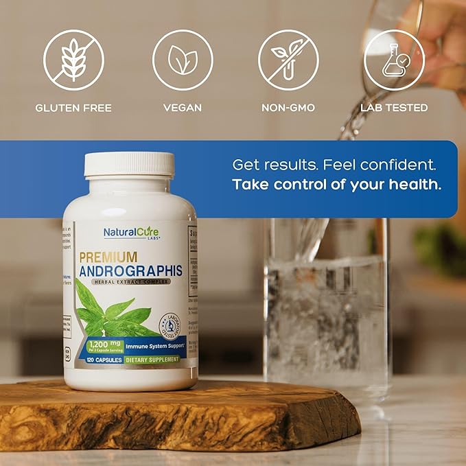 Natural Cure Labs Premium Andrographis Paniculata Extract 1200mg (100mg Andrographolides) 120 Capsules Non-GMO Vegan Gluten Free