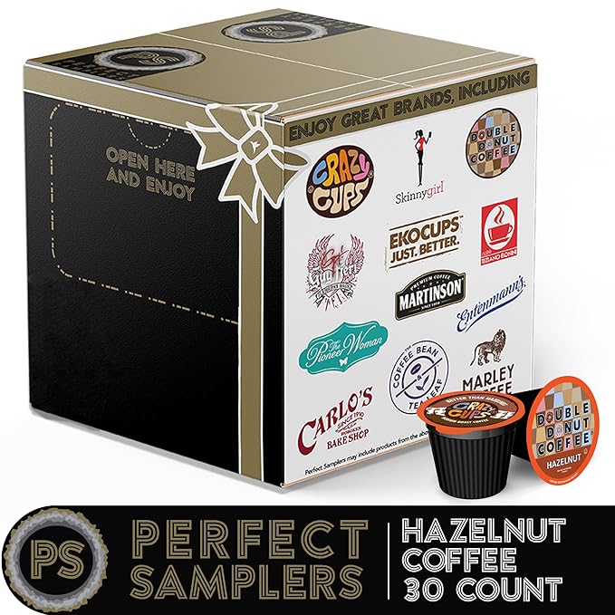 Perfect Samplers Hazelnut Coffee Pods Variety Pack Medium Roast for Keurig K Cups Machines Assorted Sampler 30 Count