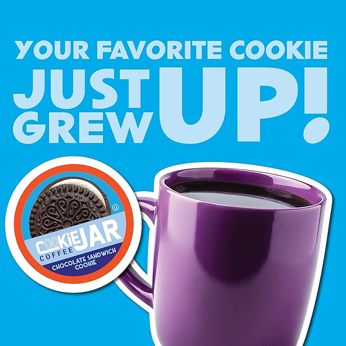 Cookie Jar Sandwich Cookie Coffee Pods 40 Single-Serve Pods Compatible with Keurig K Cup Brewers Convenient Brewing Smooth Aroma