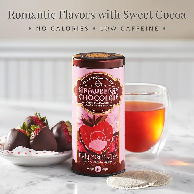 The Republic of Tea – Strawberry Cuppa Chocolate Tea Bags Low-Caffeine 250 Servings