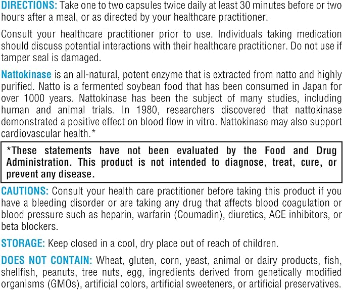 XYMOGEN Nattokinase - Nattokinase 2000 FU Blood Pressure Supplements - Heart Health Circulation &amp Blood Pressure Support - Gluten Free Vegan Non GMO (120 Capsules)