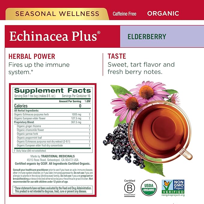 Traditional Medicinals Organic Herbal Tea - Six Calming Flavors Chamomile Hibiscus Peppermint Lemon Balm Lemon Ginger &amp Passionflower 96 Tea Bags (6 Pack)