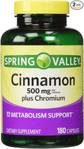 Spring Valley - Cinnamon 500mg Plus Chromium Twin Pack 2 Bottles of 180 Capsules