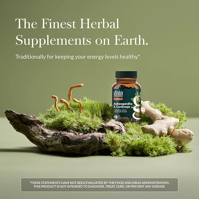 Gaia Herbs Adaptogen Performance - Energy Support Supplement with Ingredients Traditionally Used to Help Sustain Endurance &amp Stamina* - with Cordyceps &amp Ashwagandha - 60 Vegan Capsules (60 Ser
