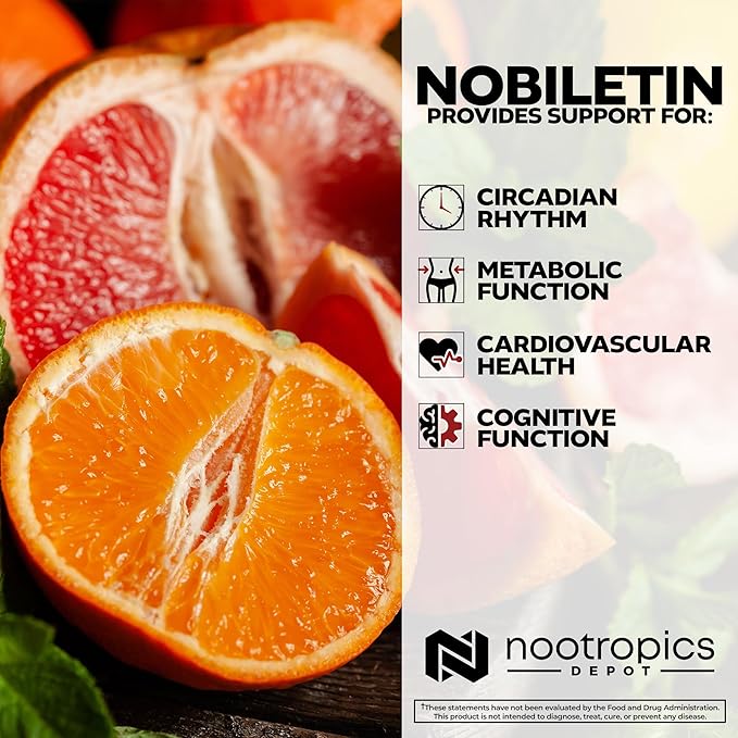 Nootropics Depot Nobiletin Capsules | 250mg | 30 Count | 20% Extract | Citrus aurantium | May Help Suppot Cognitive &amp Metabolic Function | May Help Promote Cardiovascular Function (Pack of 2)