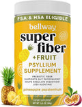 Bellway Super Fiber Powder + Fruit Sugar Free Organic Psyllium Husk Powder Fiber Supplement for Regularity Bloating Relief &amp Digestive Health Plant-Based Pineapple Passion Fruit (50 Servings)