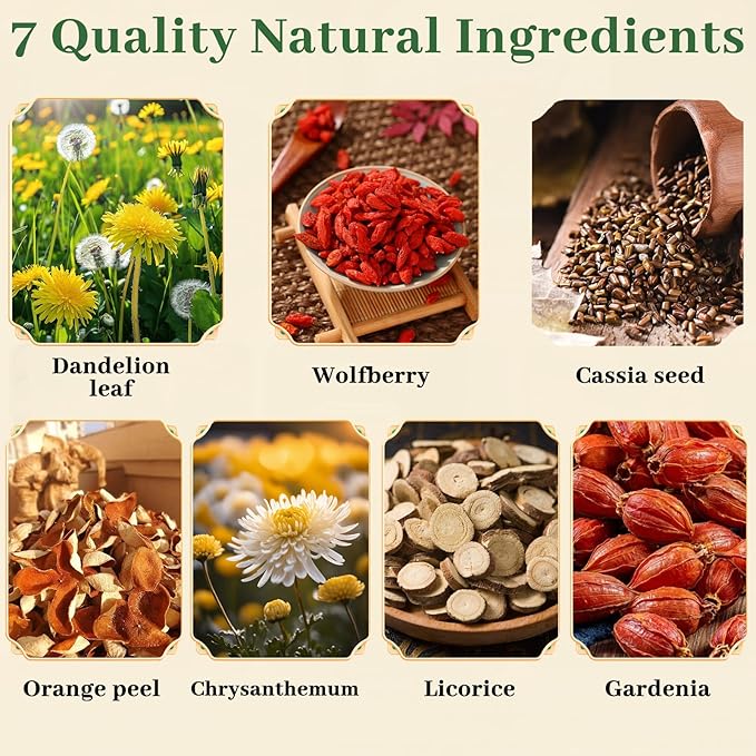 Liver &amp Kidney Detox Tea - Dandelion Wolfberry Tea 7 Herbal Ingredients Blend Goji Berry Chrysanthemum Chinese Cassia Seed Kidney Cleanse (2)
