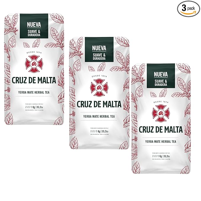 Yerba Mate Cruz de Malta Suave y Duradera 2.2 Lbs each bag 3-pack
