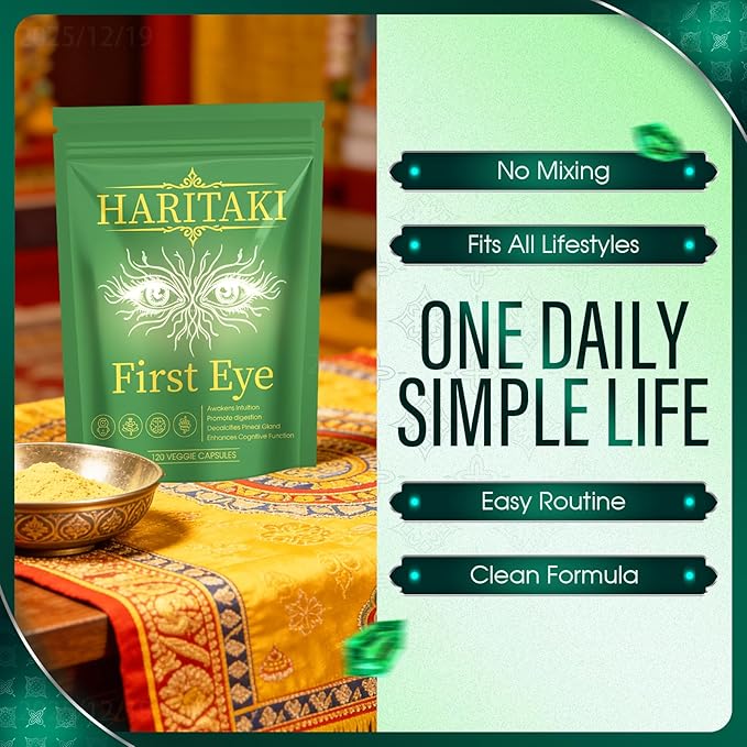 Haritaki First Eye Capsules Pure Terminalia Chebula Fruit Extract Pineal Gland Cleansing General Well-Being &amp Daily Wellness - Gluten-Free 120 Vegan Capsules (1)