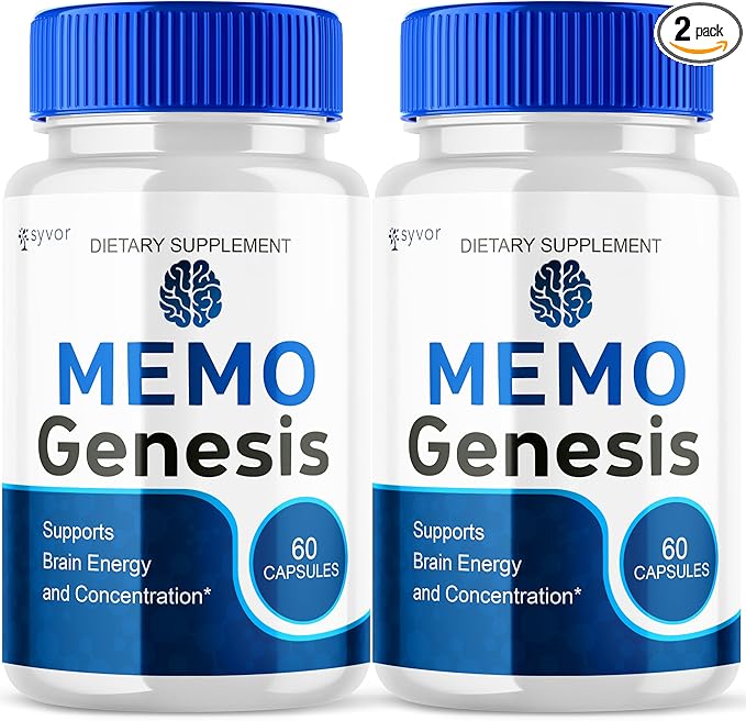 (2 Pack) Memo Genesis Capsules Official Memogenesis Brain Health Support Pills with All Natural Ingredients Advanced Brain Energy Supplement with Max Strength Vitamins for Women &amp Men (120 Capsu