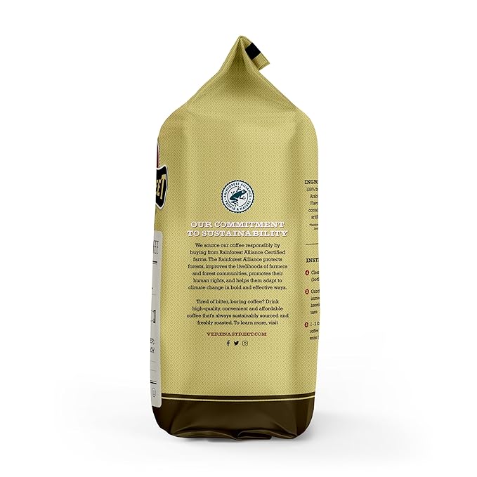 Verena Street 2 Pound Flavored Ground Coffee Cow Tipper Medium Roast Rainforest Alliance Certified Arabica Coffee