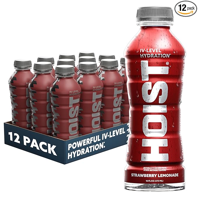 HOIST Premium Military Hydration Electrolyte Drink Powerful IV-Level Hydration Clinically Proven Performance Drink Strawberry Lemonade 16 Fl Oz (Pack of 12)
