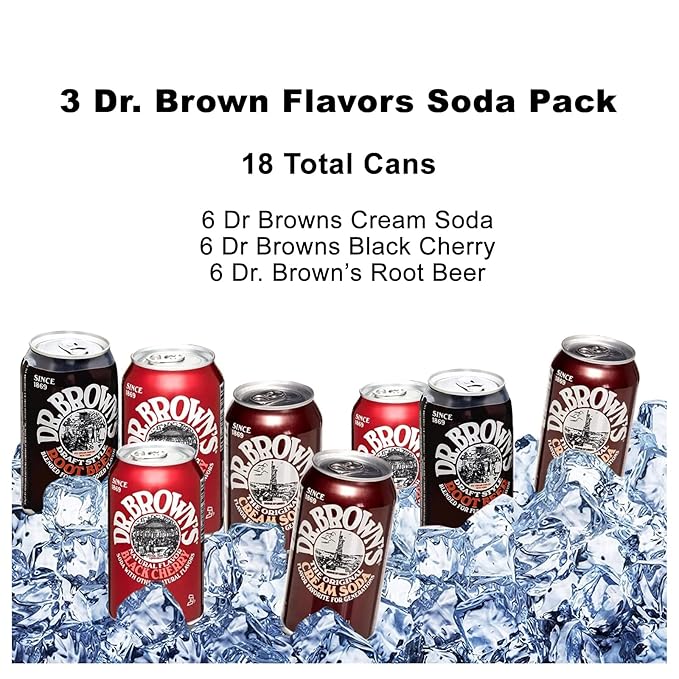 Dr. Browns Soda (18 Pack): 6 Black Cherry 6 Root Beer 6 Cream Soda 12oz cans