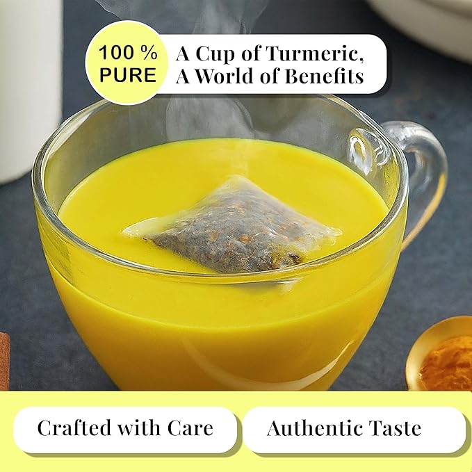 Akshit 150 Turmeric Tea Bags Te De Curcuma Natural Turmeric Tea with Black Pepper Blend Caffeine Free Herbal Tea Sugar Free Non-Gmo.