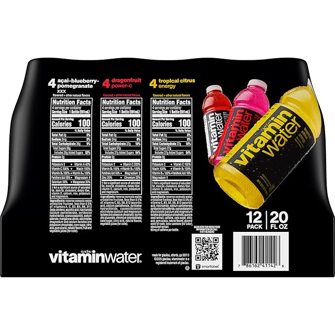 vitaminwater Variety Pack Nutrient Enhanced Flavored Water Beverage 20 fl oz Bottles 12 Pack