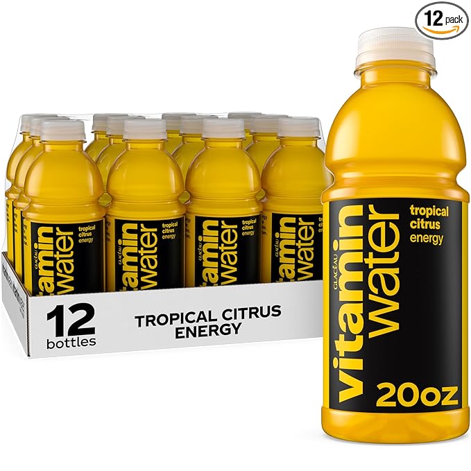vitaminwater Energy Tropical Citrus Nutrient Enhanced Flavored Water Beverage 20 fl oz Bottles 12 Pack
