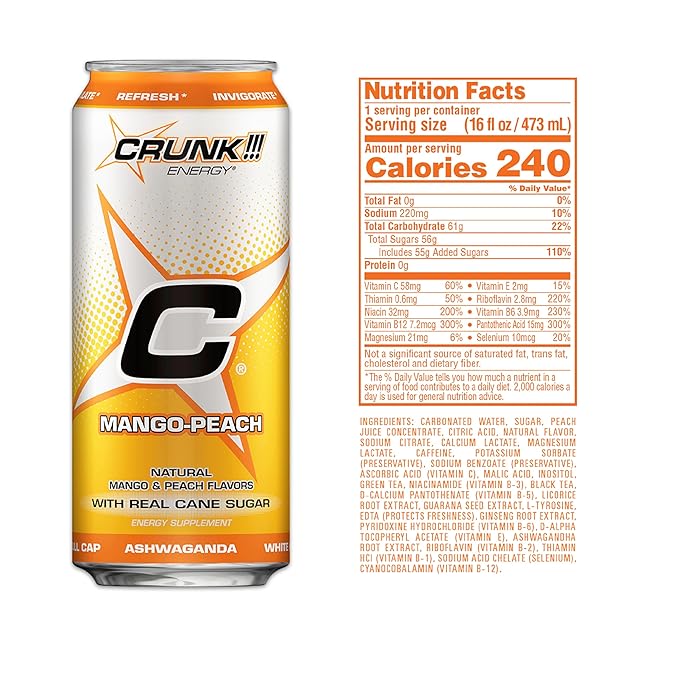CRUNK!!! Energy Mango-Peach 16oz 24pack