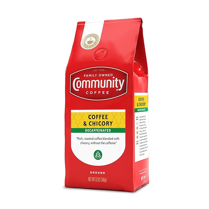 Community Coffee Coffee and Chicory Decaf 36 Ounces Medium Dark Roast Ground Coffee 12 Ounce Bag (Pack of 3)