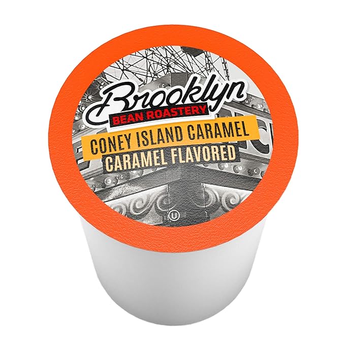 Brooklyn Beans Caramel Flavored Coffee Pods Compatible with K Cup Brewers Including 2.0 Coney Island Caramel 24 Count