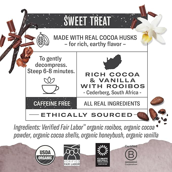 Numi - Organic Chocolate Rooibos Tea 48 Rooibos Tea Bags Red Tea with Cocoa Honeybush &amp Vanilla