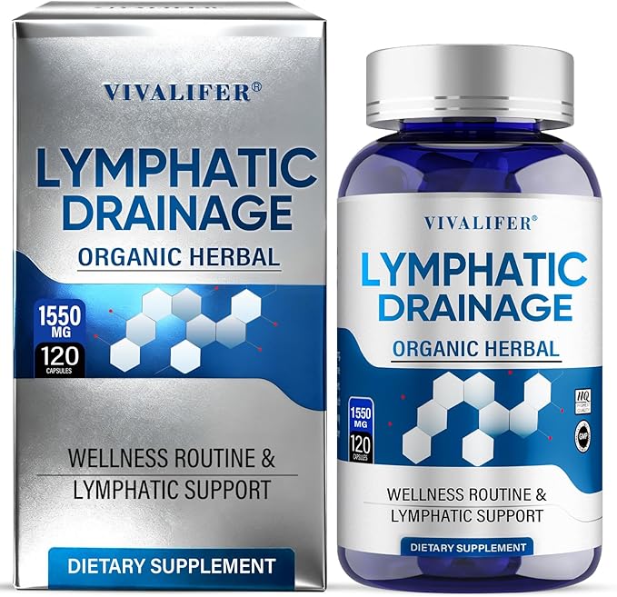 Lymphatic Drainage Supplement 1550mg - 120 Capsules Herbal Lymph Cleanse Formula with Echinacea Cleavers &amp Burdock Root - Promotes Fluid Balance Immune Health &amp Node Function