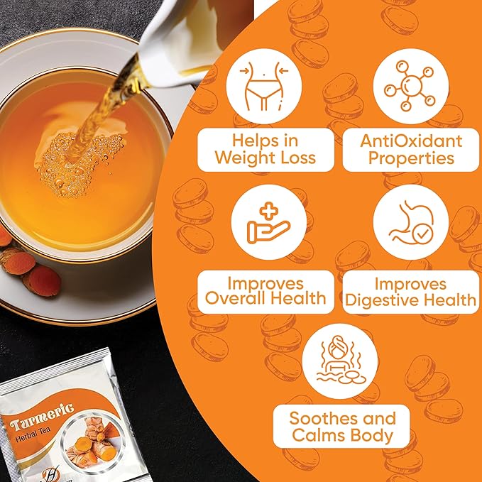 HERBOGANIC Turmeric Herbal Tea - Digestion Support and Immune Boost | Refreshing and Delicious Blend | Natural Ingredients | 120 Tea Bags