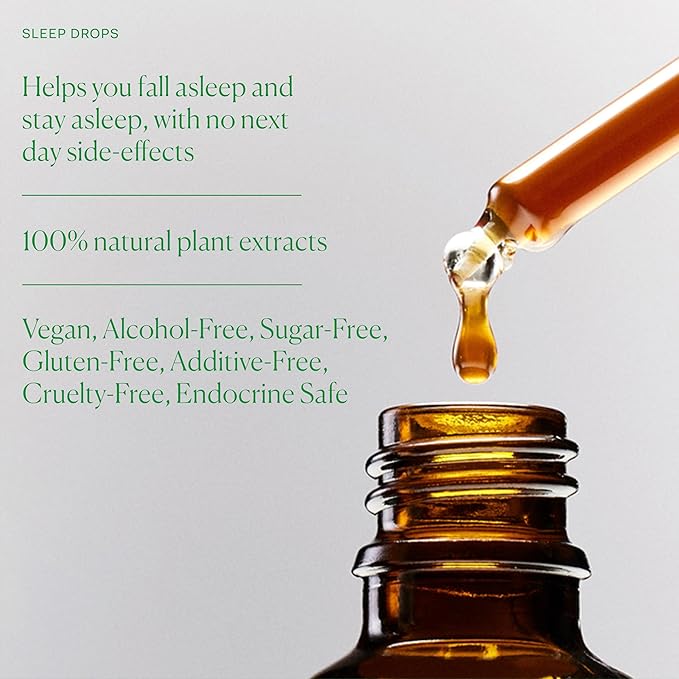 The Nue Co. Sleep Drops - Natural Sleep Support Tincture for Falling &amp Staying Asleep - Vegan &amp Cruelty-Free Sleep Supplement with Valerian Root Chamomile &amp Passionflower | 30ml
