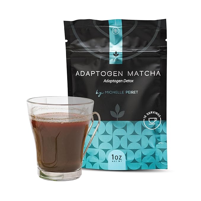 Michelle Peiret Adaptogen Ceremonial Grade Matcha Tea with Ashwagandha &amp Ginger Root Perfect Coffee Substitute Premium Blend 15 Servings