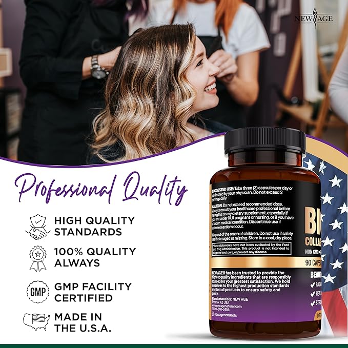 NEW AGE Biotin Collagen Keratin Hyaluronic Acid - 50000mcg Hair Growth Vitamins for Men and Women Nails Hair Skin Vitamins and DHT Blocker with Vitamin E Folic Acid Pumpkin Seed MSM- 180 Count