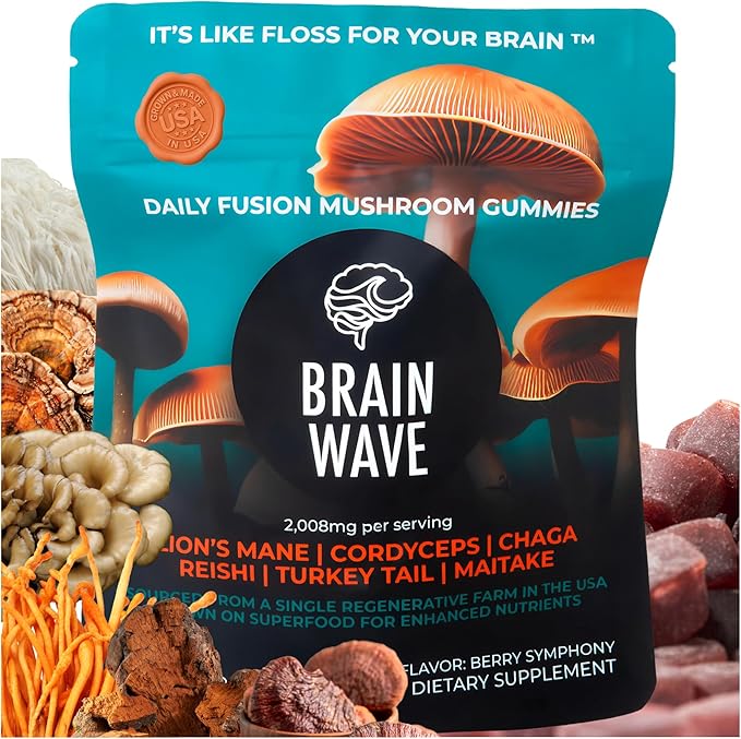 Superfood Mushroom Gummies | Delicious Daily Multi Lions Mane Mushroom Gummy Supplement 2008 mg | Reishi Mushroom + Cordyceps + Turkey Tail + Chaga + Maitake | Mushroom Gummies for Focus and Energy