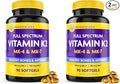 InnovixLabs Full Spectrum Vitamin K2-90 Softgels with 600 mcg of Trans Form MK7 and MK4 - Supports General Health and Bone Strength - Soy and Gluten Free K2 Vitamin Supplement (Pack of 2)