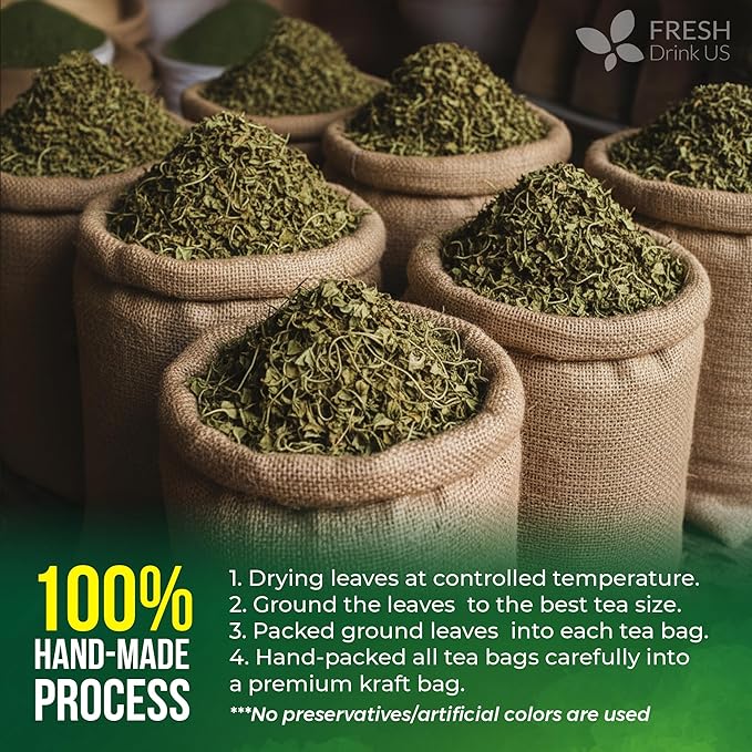 FreshDrinkUS Premium Gynostemma Tea Bags (Jiaogulan) | 135 Count | Naturally Smooth &amp Earthy Caffeine-Free Herbal Tea – Plant-Based Tea Bags for Daily Enjoyment. Caffeine Free Sugar Free. Vegan