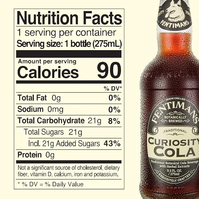 Fentimans Sparkling Curiosity Cola - Healthy Soda All Natural Soda Craft Soda with No Artificial Flavors Preservatives or Sweeteners Botanically Brewed - Curiosity Cola 275 ml (Pack of 12)