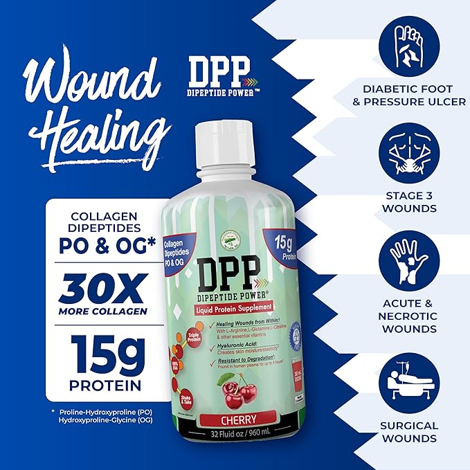 Nutritional Designs DPP Dipeptide Wound-Healing Liquid Collagen &amp Whey Protein Supplement Sugar-Free Promotes Healthy Skin &amp Hair for Men &amp Women (Watermelon Bottle 32 Fl Oz)