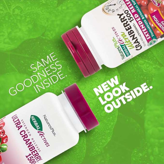 NaturesPlus Herbal Actives Ultra Cranberry 1500 30 Tablets - Urinary Tract Support - Vegetarian Gluten Free - 30 Servings