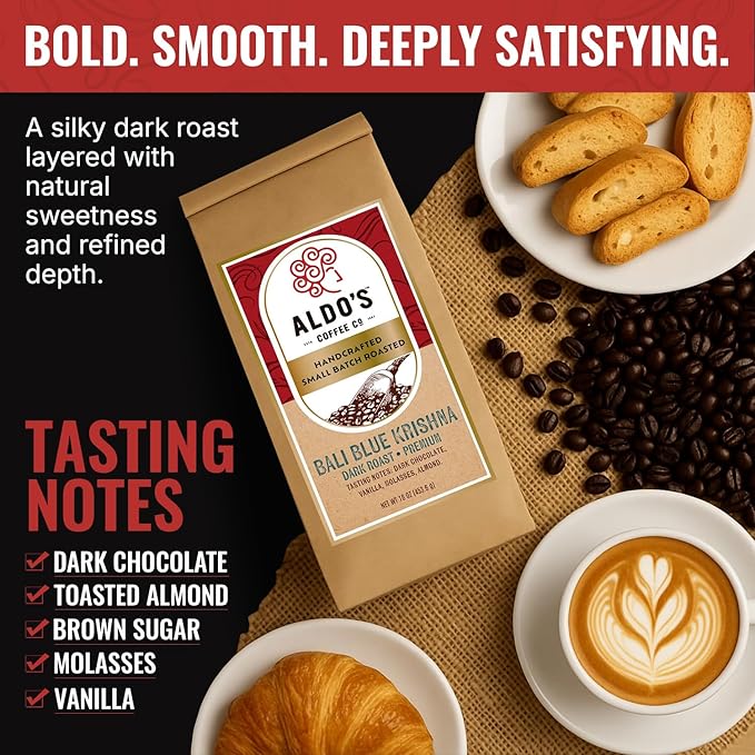Aldo’s Organic Bali Blue Coffee Beans – Handcrafted Single-Origin Indonesian Coffee Small-Batch Artisan Roasted Bold Smooth Low-Acidity Coffee (1 lb) (Medium Fine Ground)
