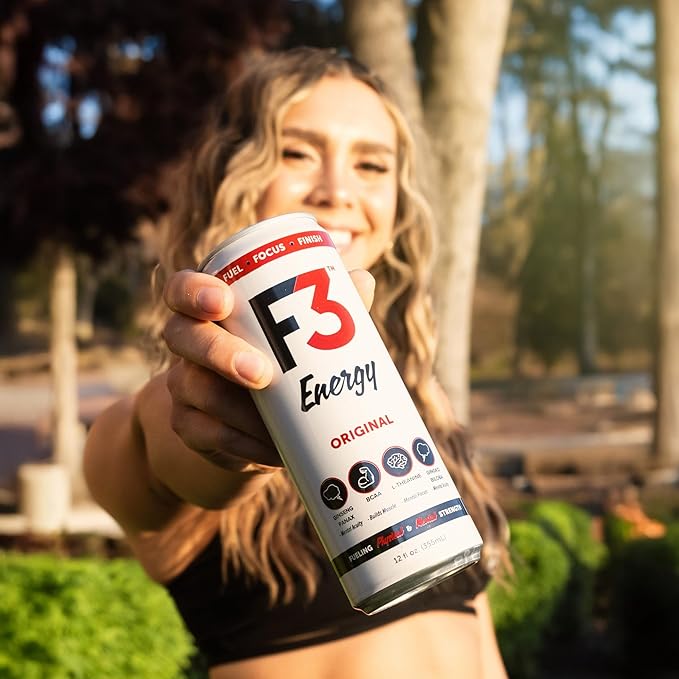 F3 Energy Drink Variety Pack - Muscle Building Sports Drinks w/BCAA Panax Ginseng &amp Ginkgo Biloba - Natural Energy Drinks for Mental Focus &amp Muscle Recovery 125 mg Caffeine (12 pack)