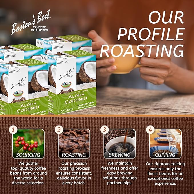Boston’s Best - Aloha Coconut Flavored Delicious Gourmet Coffee Compatible with Keurig Coffee Maker 24 Count (Pack of 4)