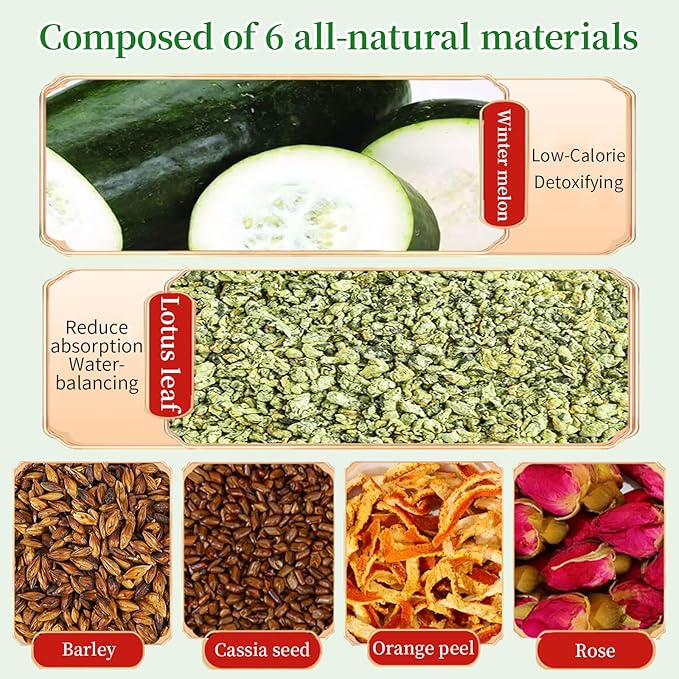 Baihuatang Winter Melon Lotus Leaf Tea 90 Bags|oil cleansing tea | Winter MelonOrange PeelCassia SeedLotus LeafRed RoseBarley 6 Ingredients Blend Formula