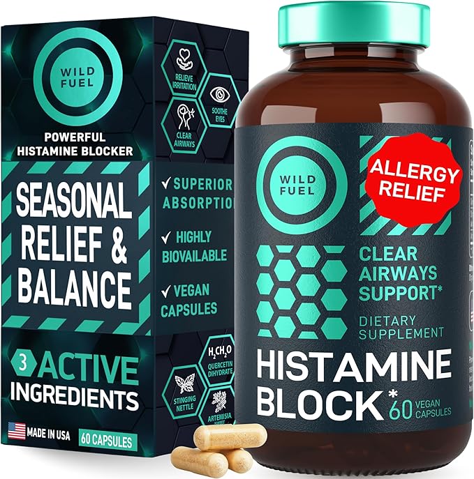 Histamine Block Flavonoids Supplements - Quercetin Nettle Atermesia Natural Source Flavonoids - Seasonal Allergy Balance Supplements Histamine Blocker - 60 Homeopathic Allergy Relief D-Hist Caps