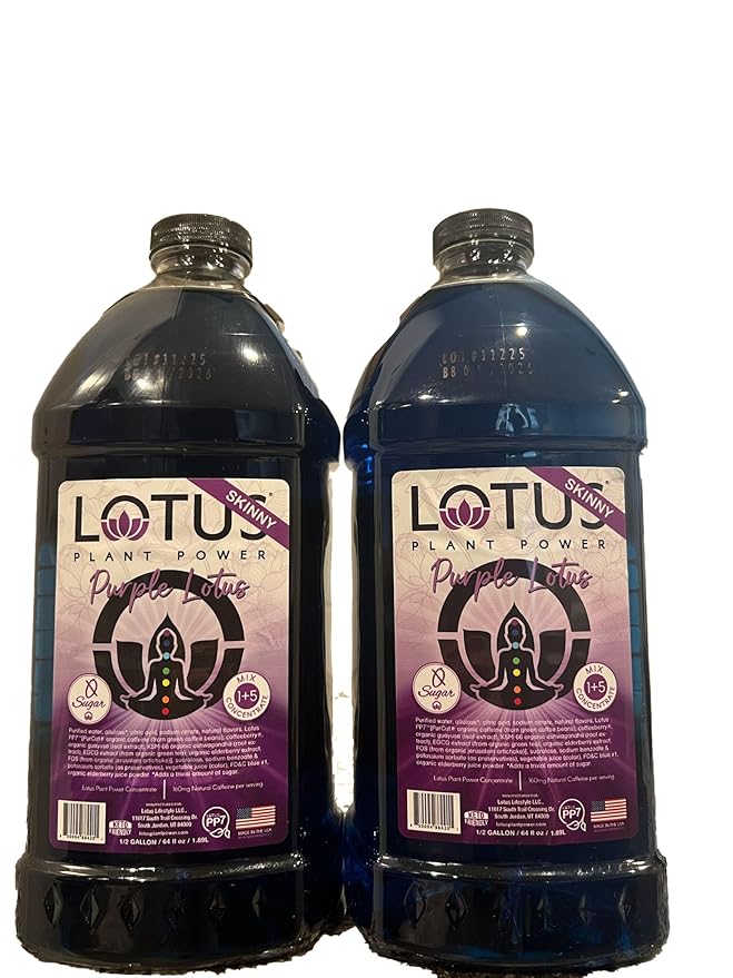 Lotus Energy Drink Concentrate 64 fl oz (Skinny Purple) Pack of 2 (Packaging May Vary)
