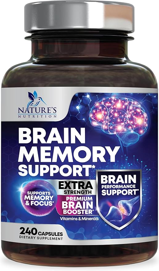 Brain Memory Supplement Pills - 3X Strength Nootropics for Concentration Clarity &amp Focus Support - Brain Health Cognitive Vitamins with Bacopa Phosphatidylserine &amp DMAE Brain Booster - 240