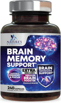 Brain Memory Supplement Pills - 3X Strength Nootropics for Concentration Clarity &amp Focus Support - Brain Health Cognitive Vitamins with Bacopa Phosphatidylserine &amp DMAE Brain Booster - 240